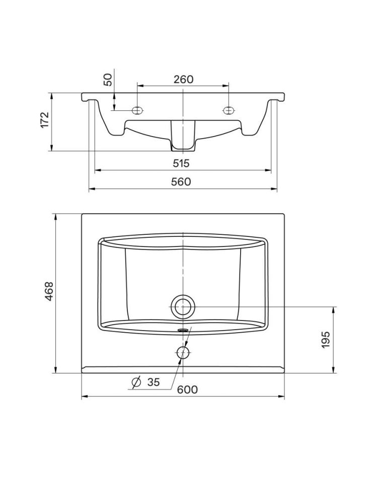 Раковина VIANT Santek Элина 60 отверстие под смеситель (1WH501606), артикул 1WH501606