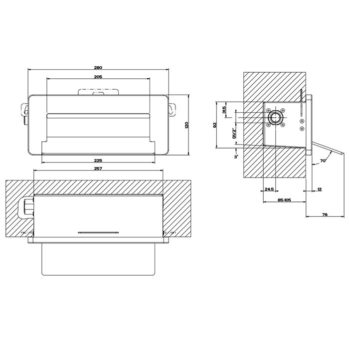 Gessi iSpa Каскадный излив для душа настенный прямоугольный, для монтажа с удаленным управлением (не входит в комплект), цвет: Mirror Steel