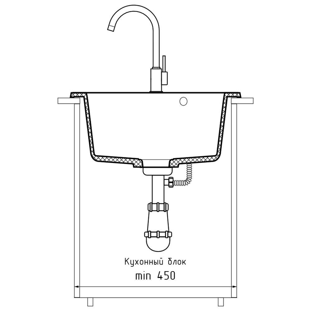 Кухонная мойка GranFest RONDO 480, иней, артикул R-480 иней