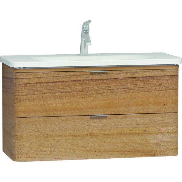 Тумба Nest с раковиной c 2мя ящиками, 80 см, с LED подсветкой, цвет натуральная древесина