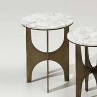OASIS SULLIVAN Столик низкий ø 400 h510 мм., структура бронза, столешница мрамор Calacatta Oro