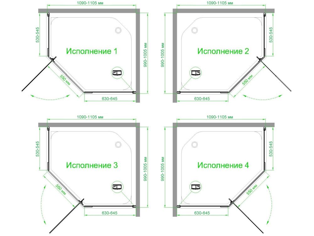 Душевой уголок Royal Bath RB 1110TR-T-BL  100х110х200 (прозрачное), артикул RB1110TR-T-BL