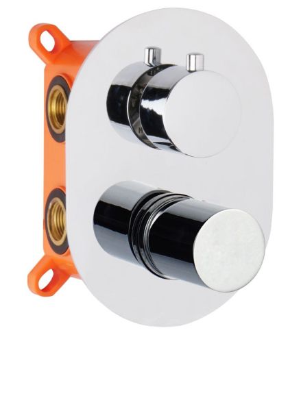 AQG Tube, встраиваемый в стену однорычажный смеситель для душа на 3 выхода, с дивертером, цвет хром-черный матовый