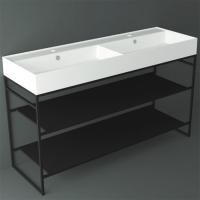 SIMAS AGILE Структура металлическая 141x46xh72 см, напольная, для раковины AG141, с 2 полками, цвет черный матовый SIMAS AGILE Структура металлическая 141x46xh72 см, напольная, для раковины AG141, с 2 полками, цвет черный матовый