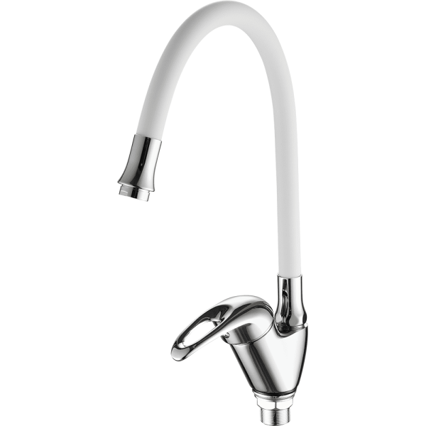 Смеситель для кухни с гибким изливом FASHUN A4403+A7256, хром/белый