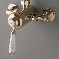 Devon Cмеситель универсальный д/скрытого и наружнего монтажа, с ручкой белой, цвет: золото светлое
