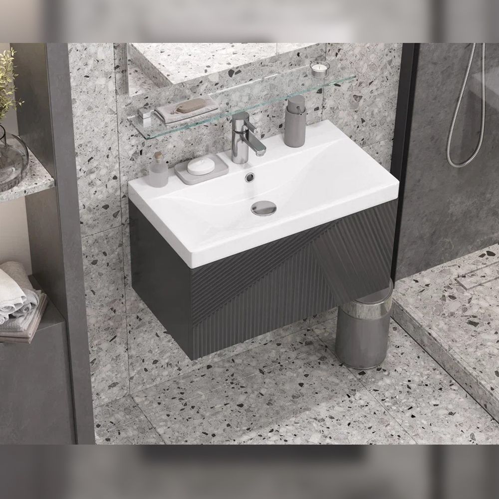 Тумба под раковину подвесная Velvex Edge tp.EDG.9696.70.1Y графит, 70 см, артикул tp.EDG.9696.70.1Y графит