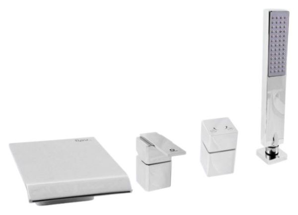 ЛОИРА - Смеситель для ванны на 4- отверстия.Переключатель керамический MD0449.5, душевой шланг с пру