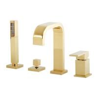 KVANT GOLD См-ль на борт ванны, моноком. на 4 отв. с девиатором, золото