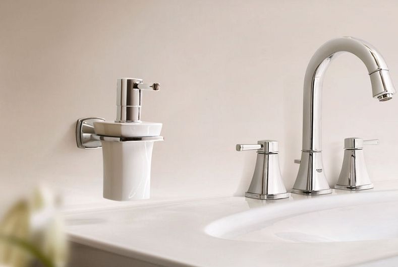 Смеситель для раковины GROHE Grandera с донным клапаном и низким изливом, хром (20417000)