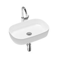 Комплект 3 в 1 Lavinia Boho Bathroom Sink Slim 21510194, накладная фарфоровая раковина 54 см, смеситель с донным клапаном, латунный сифон