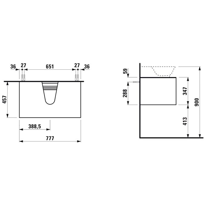 Laufen New Classic База под раковину подвесная , 780х450х350 мм, 1 ящиком, цвет серый (для раковины 816852), артикул 4.0601.3.085.627.1