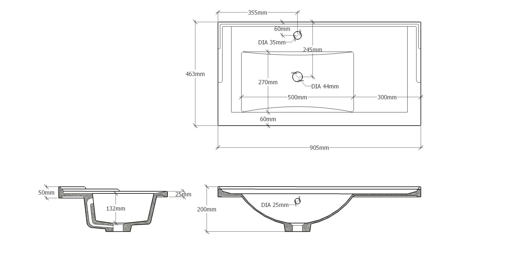 Раковина Onika 90 крыло справа
