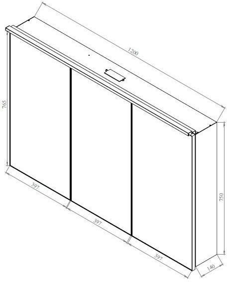 Зеркальный шкаф De Aqua Алюминиум 120 AL 507 120 G золото