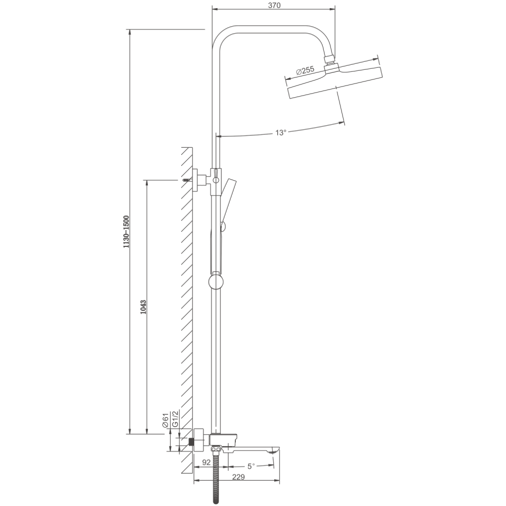 Душевая система BELZ B25713-7, черный, артикул B25713-7