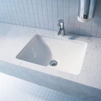Раковина, Duravit, Starck 3, ширина, мм-490, глубина, мм-365, высота, мм-180, тип установки-встраиваемый снизу, отверстия для смесителя-отсутствуют, перелив-есть, тип перелива-открытый, декор-без декора, материал-керамика, цвет-белый