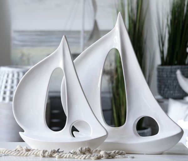 Casablanca, фигурка маленькая керамическая "Парусник, цвет белый