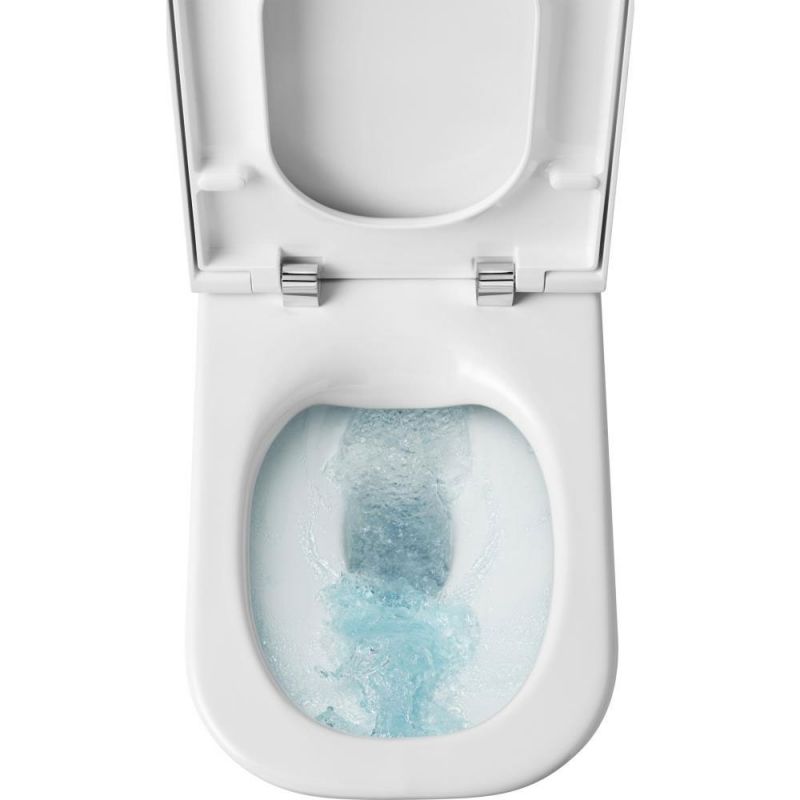 Унитаз с бачком безободковый напольный Roca The Gap 34273700H+341730000 (с сиденьем, микролифт) с горизонтальным выпуском