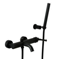 ERMITAGE MINI Смеситель для ванны моноком. внешний, с ручным душем, ручка латунь, черный матовый