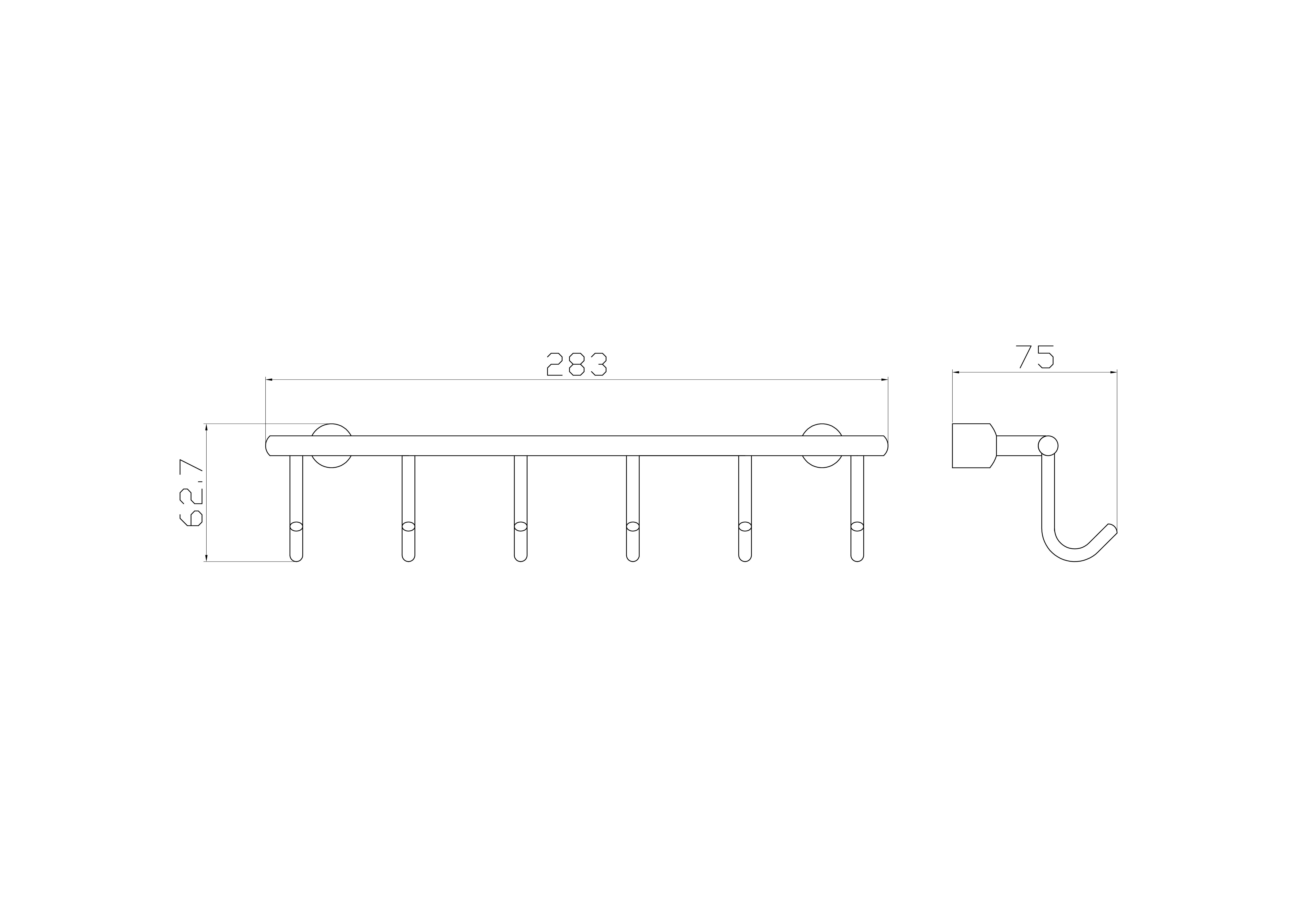 Вешалка с 6 крючками для ванной WONZON & WOGHAND, Хром (WW-9382-6)