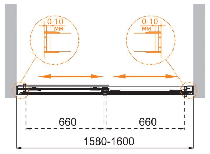 Шторка на ванну CEZARES TANDEM-SOFT-VF-2