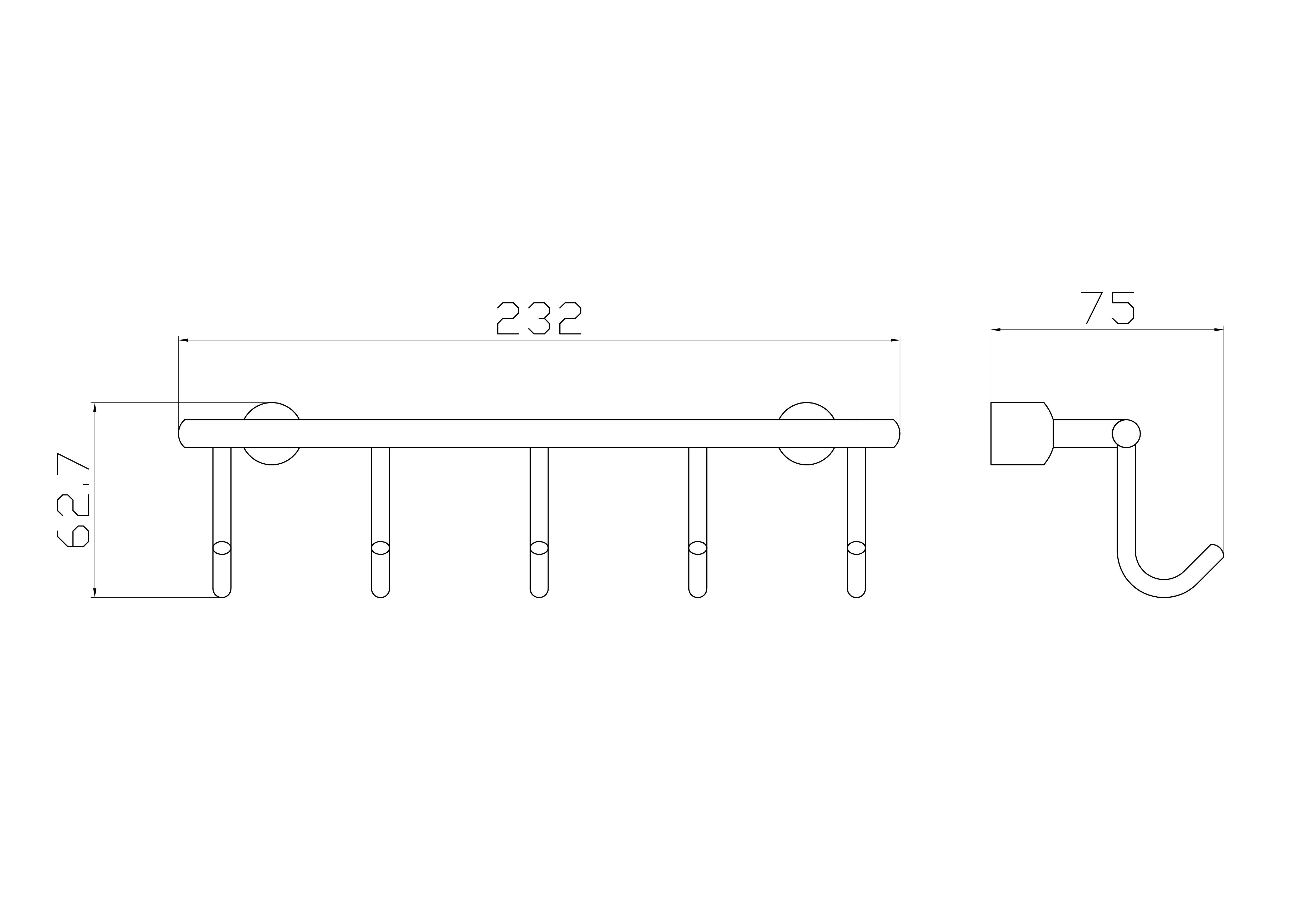 Вешалка с 5 крючками для ванной WONZON & WOGHAND, Хром (WW-9382-5)