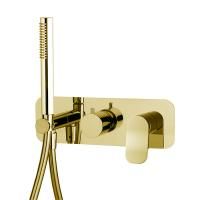 Fima Carlo Frattini Flo Смеситель для душа, встраиваемый, с ручным душем, с переключатем на 2 выхода, цвет: золото Fima Carlo Frattini Flo Смеситель для душа, встраиваемый, с ручным душем, с переключатем на 2 выхода, цвет: золото