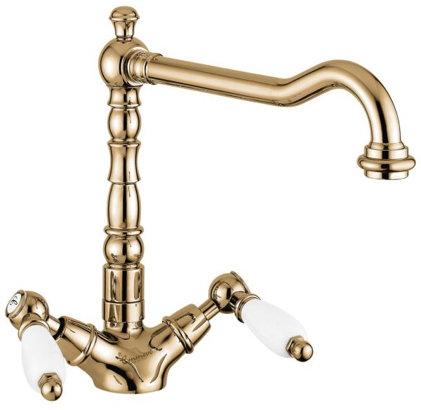 Emmevi Deco Ceramic, двухрычажный кухонный смеситель (поворотный излив 23 см), без донного клапана, цвет бронза