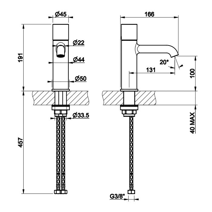 Gessi HABITO Смеситель для раковины, цвет Brushed Brass PVD