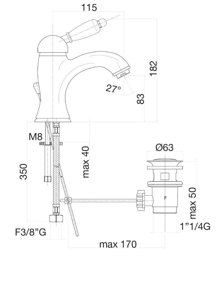 Смеситель для раковины Fiore IMPERIAL 83CO5221, хром/золото, артикул 83CO5221