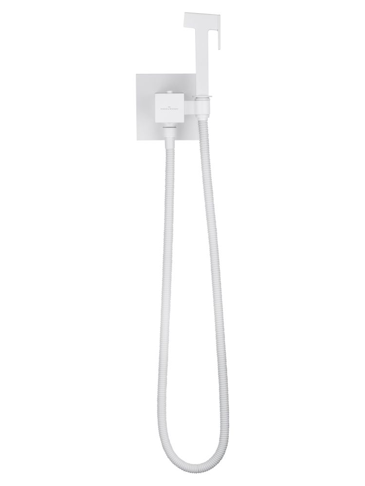 Смеситель с гигиеническим душем и термостатом, встраиваемый WONZON & WOGHAND, Белый матовый (WW-88829910-MW)