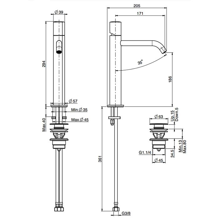 Fima Carlo Frattini So Смеситель для раковины, на 1 отв., высокий, с донным клапаном, цвет: золото