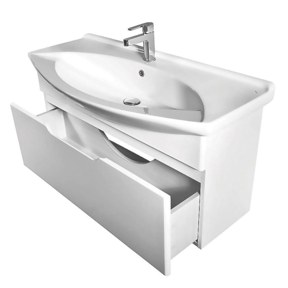 Тумба с раковиной подвесная Dreja Laguna 105 см, белый, артикул 99-0104-com
