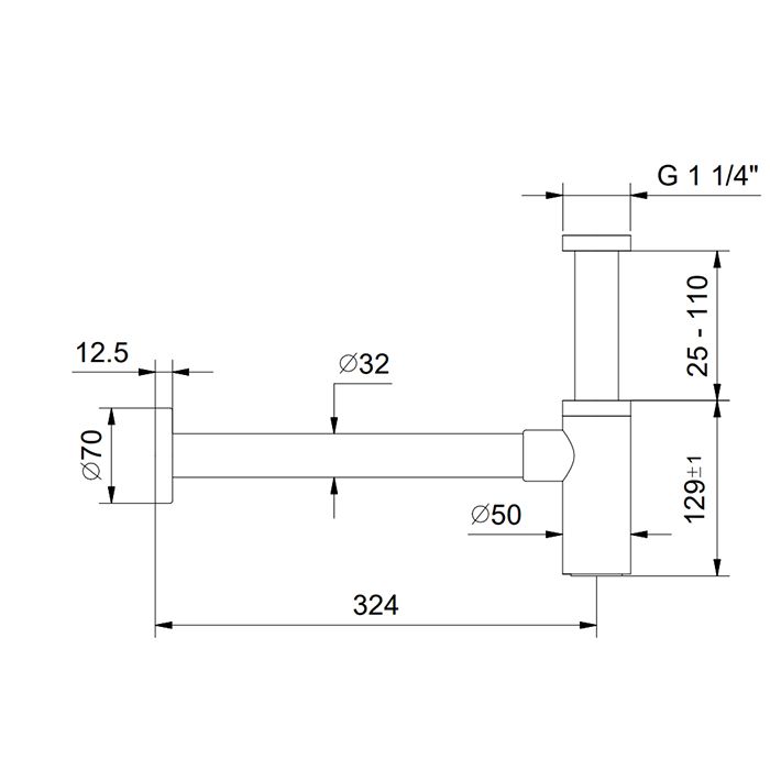 Fantini AF/21и Сифон бутылочный 1'' 1/4 для раковины, черный матовый