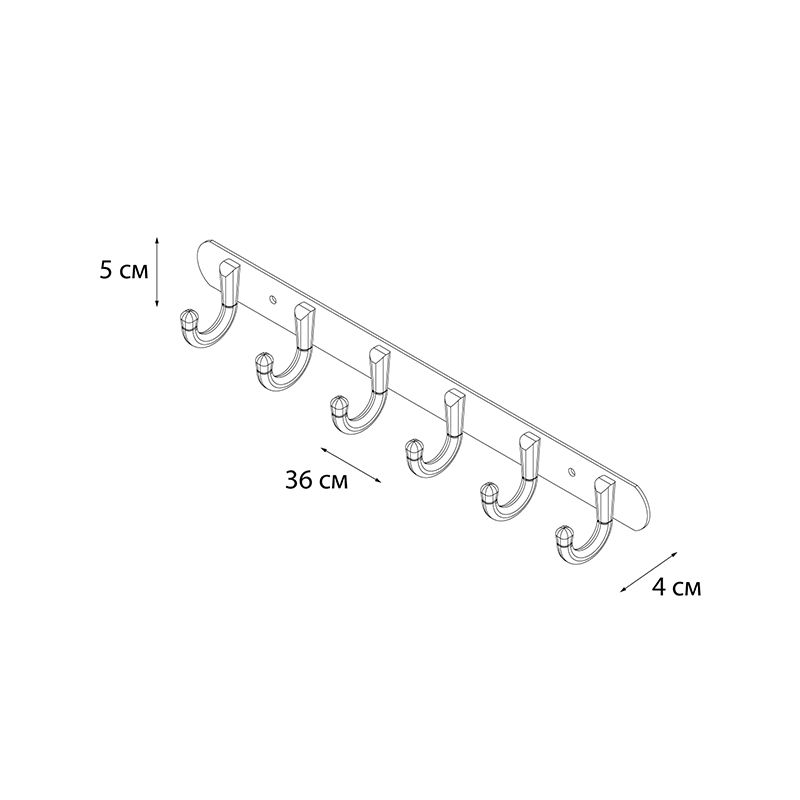Планка с шестью крючками FIXSEN EQUIPMENT FX-1716, хром