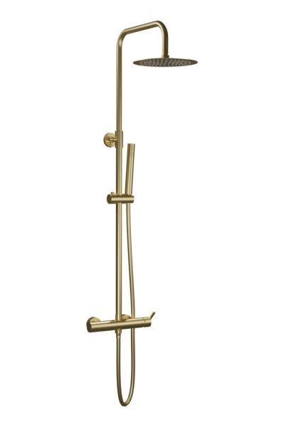 AQG Urban Flow, душевая колонна регулируемая по высоте 95-150 см, cо смесителем, цвет матовое золото (PVD)