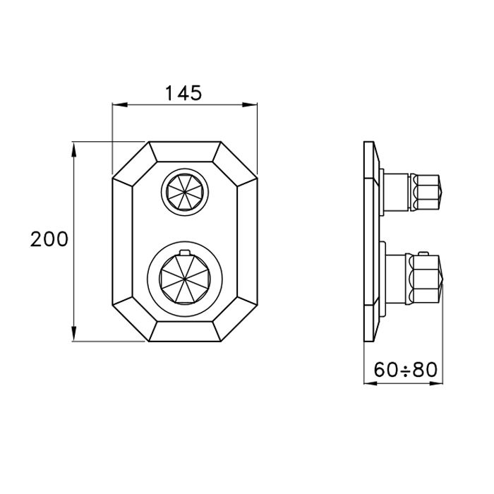 Stella Firenze Внешняя часть встраиваемого термостатического смесителя для душа IS3294 P.V. с переключателем на 2 выхода, цвет: хром
