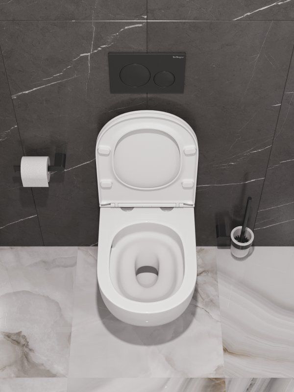 ETNA Унитаз подвесной безободковый со смывом "Торнадо", с сиденьем дюропласт soft close BB008CH-TOR/SC, артикул BB008CH-TOR/SC