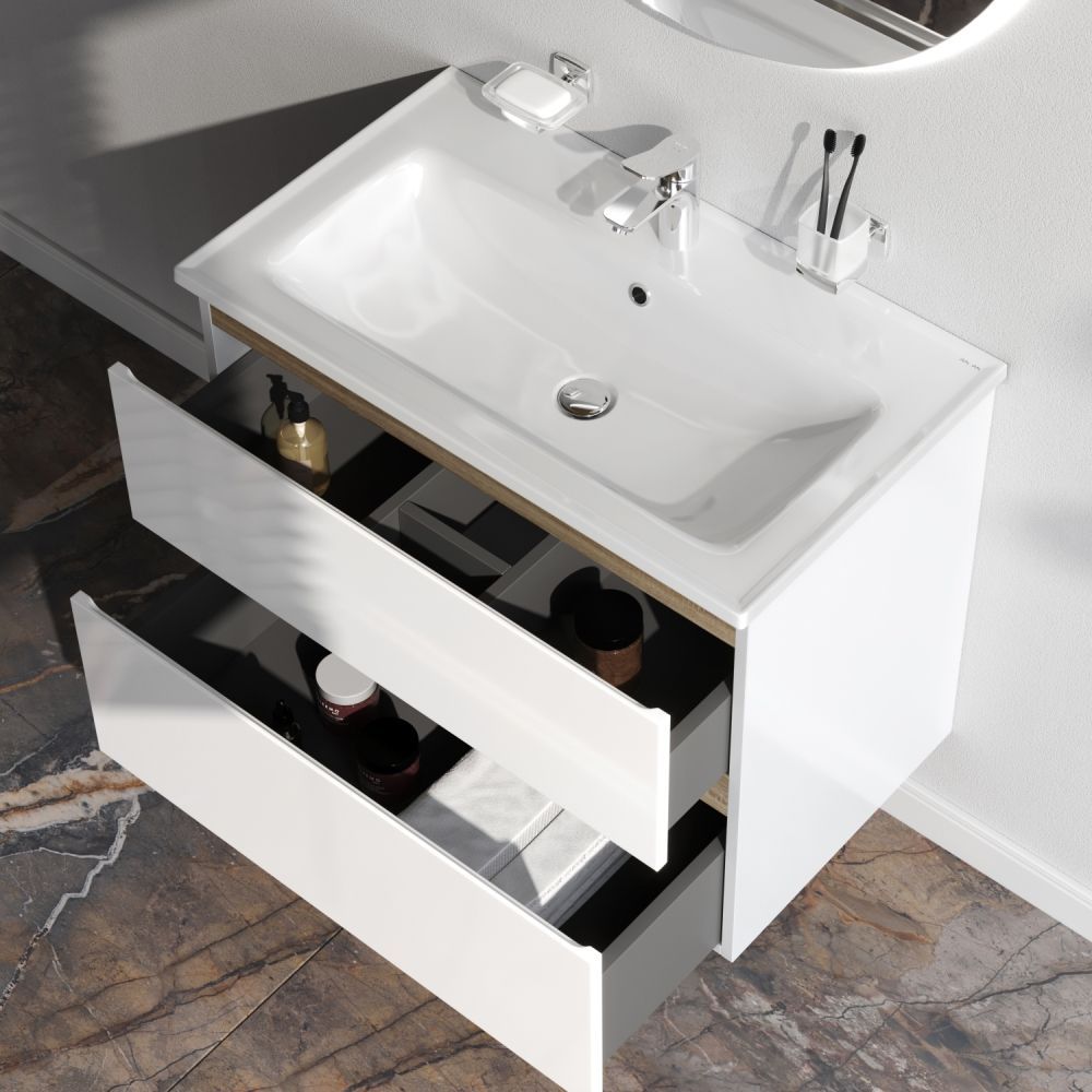 M85AFHX0802WG X-Joy, База под раковину, подвесная, 80 см, 2 ящика, белый глянец M85AFHX0802WG X-Joy, База под раковину, подвесная, 80 см, 2 ящика, белый глянец