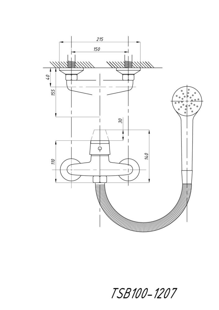 Смеситель для душевой кабины TSARSBERG (TSB-100-1207) тип См-ДшОРНШлА, артикул TSB-100-1207