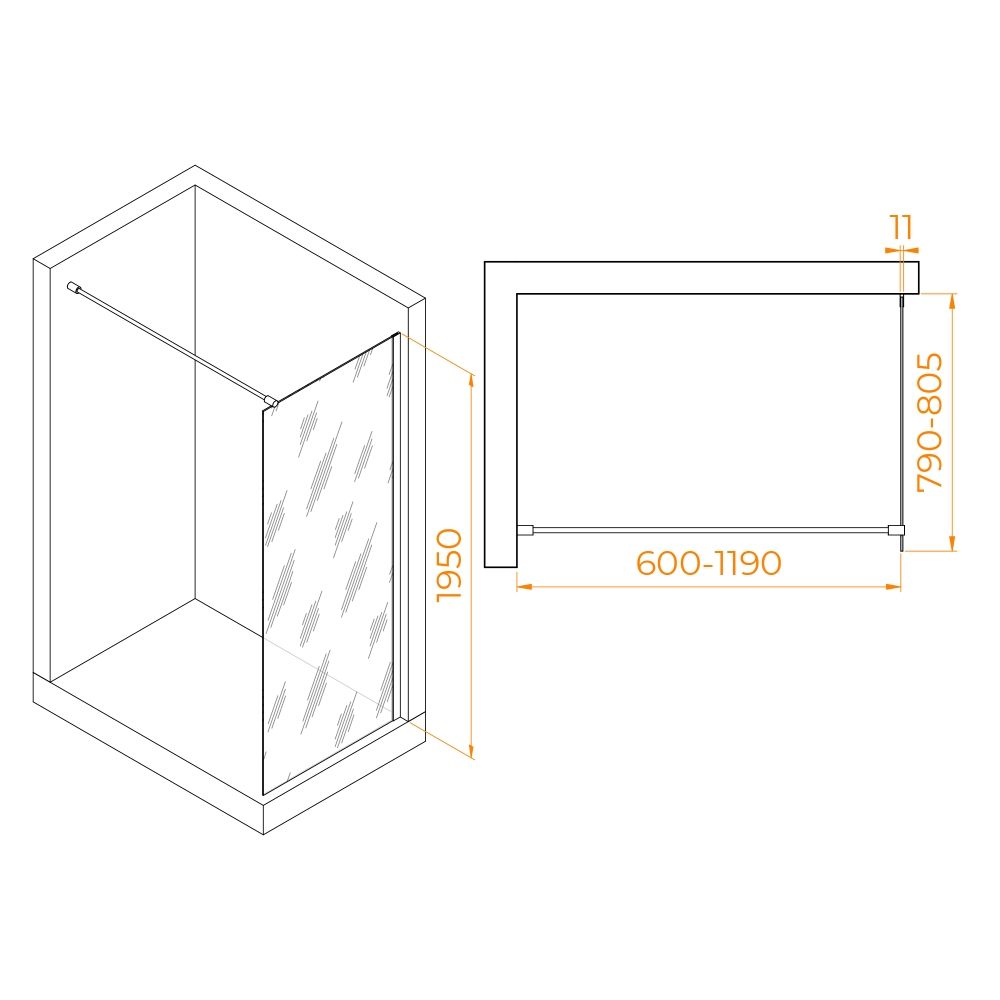 Душевая перегородка RGW WA-002W (Прозрачное, 800)