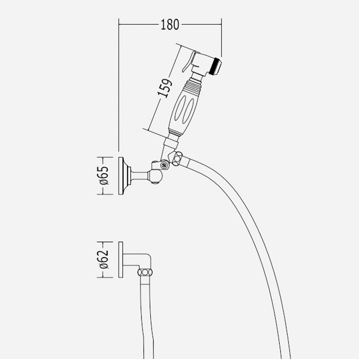 Devon Гигиенический душ с держателем, шлангом и выпуском из стены, с ручкой белой, цвет: хром, артикул MARK17CR