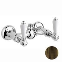 Nicolazzi P.m. Blanc Смеситель для душа на 2 отверстия, вывод сверху 1/2" (без шланга и лейки), ручки белая керамика, цвет: бронза