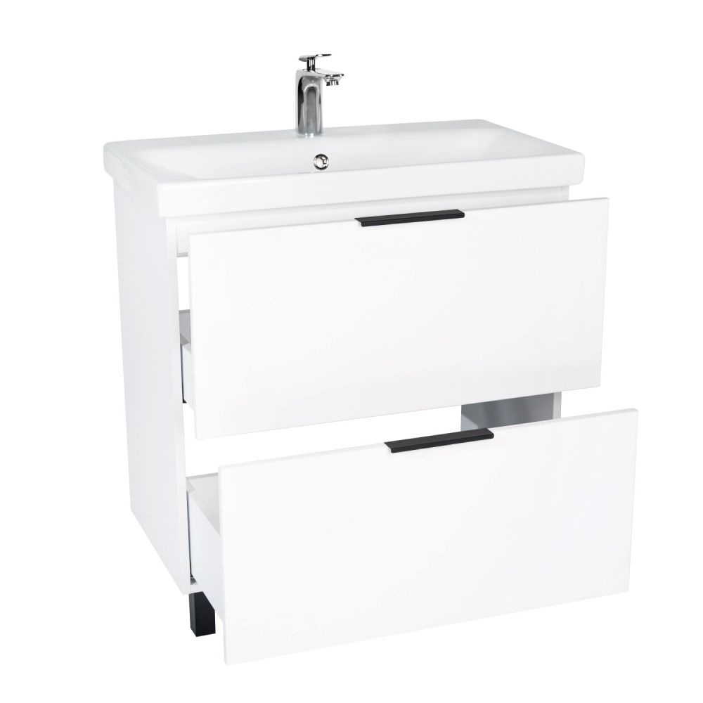 Тумба VIANT "Берлин" 2 ящика белая 441х766х820 под раковину .S-UM-MOD80/1 (MODUO 80) (VBER80MDBEL-T2Y), артикул VBER80MDBEL-T2Y