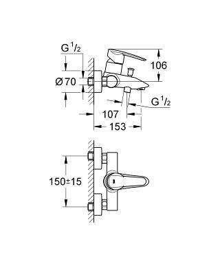 Душевая система Vitalio Start System 180 Flex со смесителем для ванны (NSB0153)