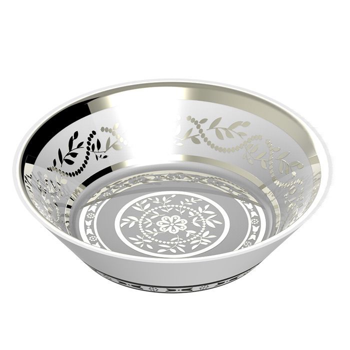 THG MARQUISE BLANC DECOR PLATINE Блюдо керамическое ø130 мм., настольное, декор платина, цвет белый, артикул A7G-A02-4615