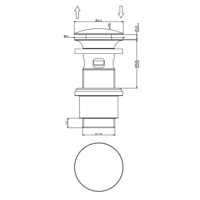 Gessi Донный клапан Stop&Go для раковины с переливом, цвет Black XL Gessi Донный клапан Stop&Go для раковины с переливом, цвет Black XL
