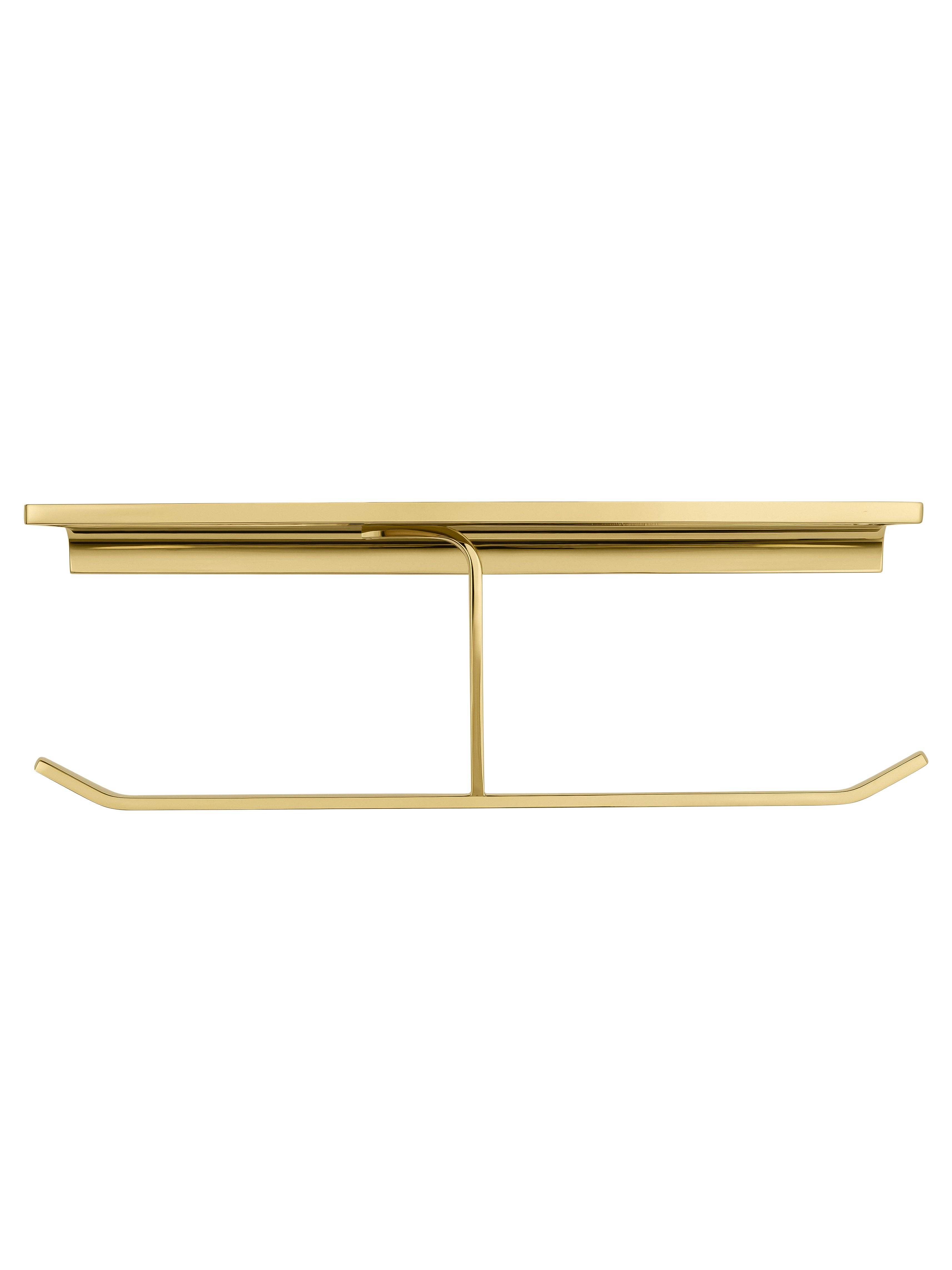 Двойной держатель для туалетной бумаги с полкой WONZON & WOGHAND ECLIPSE, Глянцевое золото (WW-9156-LG)