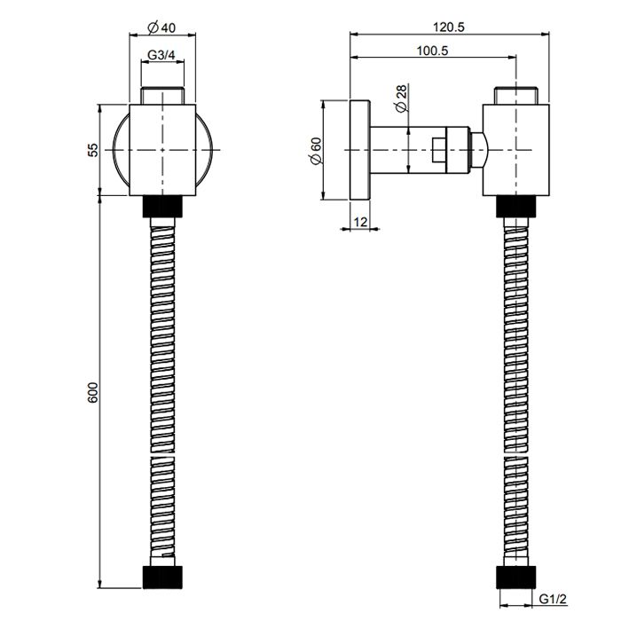 Fima Carlo Frattini Colonne doccia Подвод воды, со шлангом 60см., цвет: золото Fima Carlo Frattini Colonne doccia Подвод воды, со шлангом 60см., цвет: золото