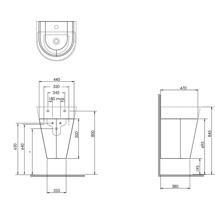 AZZURRA FORMA Раковина 500х500х160 мм., с 1 отверстием для смесителя, с переливом, цвет Белый глянцевый, артикул FMLP05050T0MBI*1